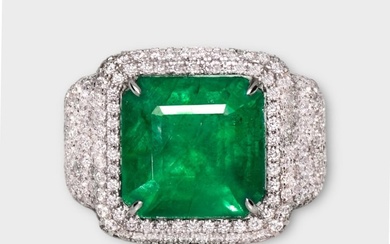 No Reserve Price - IGI 10.39 tw - Ring - 18 kt. Rose gold Emerald - Diamond