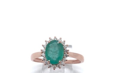 No Reserve Price - NESSUN PREZZO DI RISERVA - Ring - 18 kt. Rose gold - 1.55 tw. Emerald - Diamond