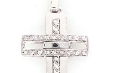 " No Reserve Price " New - 18 kt. White gold - Necklace with pendant - 0.18 ct Diamond
