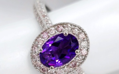 No Reserve Price Ring - White gold 0.70ct. Amethyst