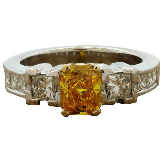 Orange-Yellow Diamond Gold Engagement Ring