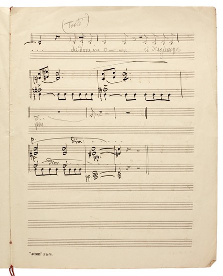 P. Tosti. Autograph manuscript of the song "Solo!" (Romanza), together with a photograph signed, 30 July 1906