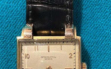 PATEK PHILIPPE. Men's watch in 750°/°° rose gold, square case,...