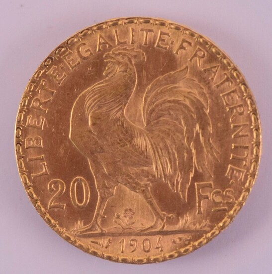 PIèce de monnaie de 20 francs or 1904. Poids: 6,5...