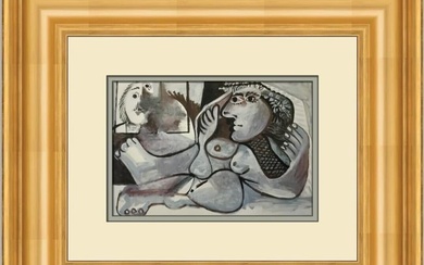 Pablo Picasso Reclining Nude with Crown of Flowers Custom Framed Print