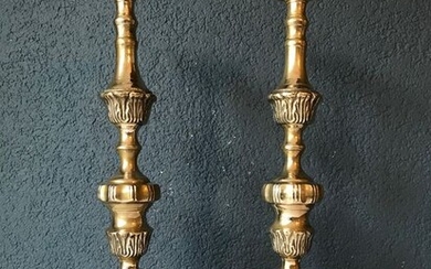 Pair bronze candlesticks - Bronze - Early 20th century