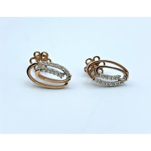 Pair of 9ct rose gold earring decorated with 0.60ct diamonds...