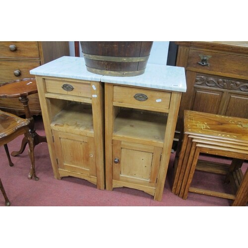 Pair of Early XX Century Pine Continental Bedside Cupboards,...