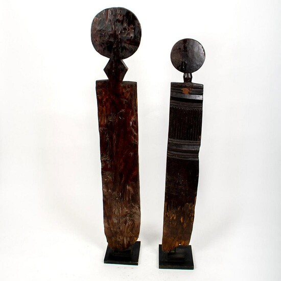 Pair of Unusual Tribal Ironwood Figural Sculptures