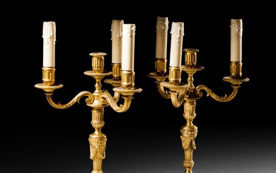 Pair of candelabra In chased gilt bronze With... - Lot 95 - Varenne Enchères