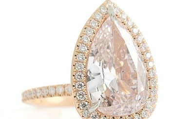 Pear Halo Pink Diamond Ring