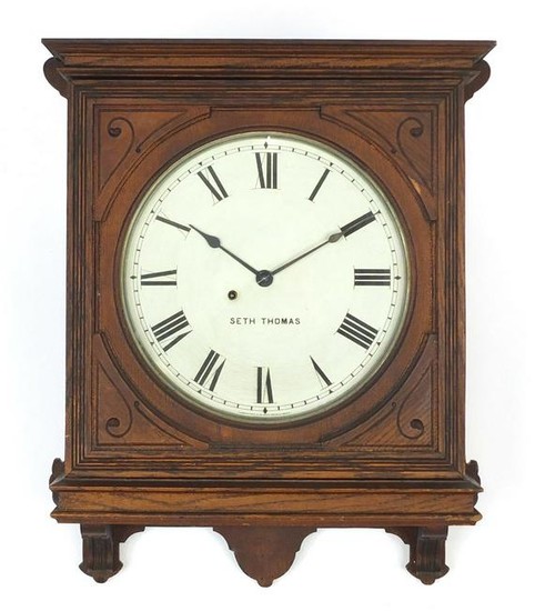 Railway interest oak cased American wall clock by Seth