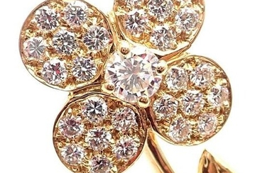 Rare! Authentic Van Cleef & Arpels Diamond 18k Yellow Gold Flower Pin Brooch