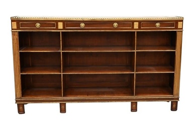 Regency Mahogany Bookcase having Brass Gallery and Marble Top