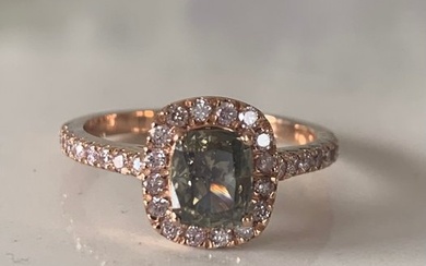 Ring - 14 kt. Rose gold - 1.71 tw. Grey Diamond (Natural coloured) - Diamond