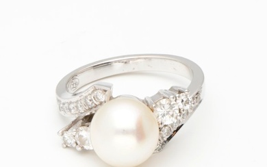 Ring White gold Diamond (Natural) - Pearl