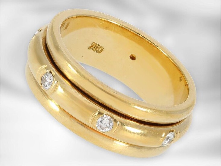 Ring: interesting, high-quality gold-forged ring set with diamonds,...