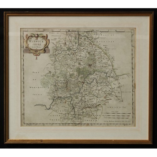 Robert Morden, an engraved and coloured two-page map, Warwic...