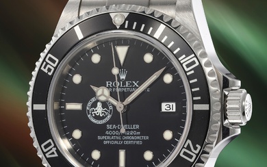 Rolex, Ref. 16600 An extremely rare diver's wristwatch with center seconds, date, engraved caseback, bracelet, guarantee and presentation box, made for the Italian Police Divers Corps