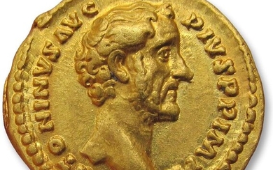 Roman Empire. Antoninus Pius (AD 138-161). AV Aureus,Rome mint AD 157-158 - scarce (bust)type TR POT XXI COS IIII, Salus