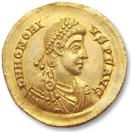 Roman Empire. Honorius (AD 393-423). Gold Solidus,Mediolanum (Milan) mint 397-402 A.D. - beautiful quality