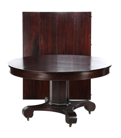 (-), Round rosewood veneer dining room table on...