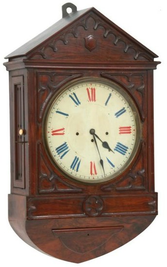 Rosewood 3 Train Gothic Fusee Wall Clock