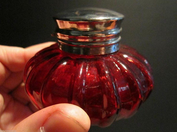 Round Red Thick Glass Inkwell Ink pot Bottle