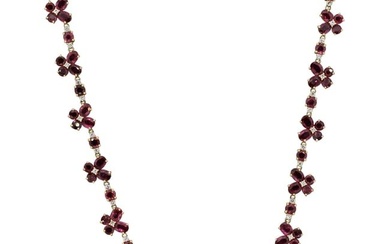 Ruby Diamond Gold Long Necklace