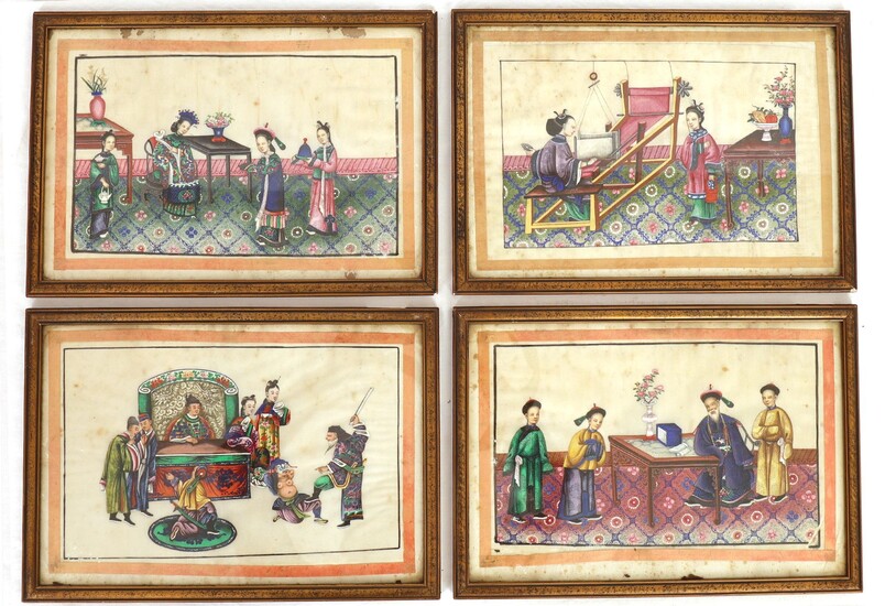 "SCÈNES D'INTÉRIEUR", série de 4 peintures... - Lot 95 - Hôtel des Ventes de Chantilly Oise enchères