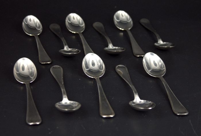SCHIAVON - English Collection, teaspoons or coffee (12) - .800 silver - Italy - Mid 20th century