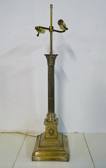 SILVERPLATE COLUMN LAMP 25"H