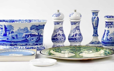 SPODE; a group of 'Italian' pattern blue and white ceramics,...