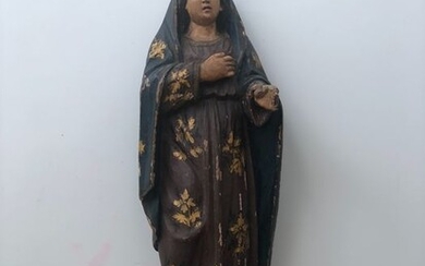 Sculpture, Antique Statue Our Lady of Solitude - Wood - 18th/19th century