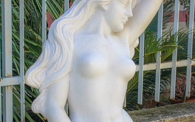 Sculpture, Statua "Fanciulla Nuda" - 144 cm - Marble, White marble - hand carved
