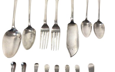 Selection of Georgian and later silver flatware