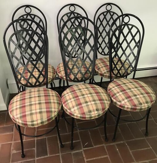 Set of Six French Style Wrought Iron Dining Chairs