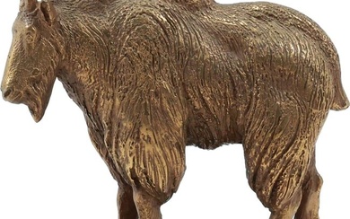 Signed Beck Antique Bronze Mountain Goat Figure Sculpture in Original Patina 8.25 in. x 8 in.