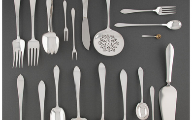 Sixty-One Piece Tiffany & Co. Faneuil Pattern Silver Flatware Place & Serving Pieces (designed 1910)