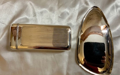 Spanish silver cigar casepocket holder and silver cigar ashtray (2) - .915 silver - Spain - Late 20th century