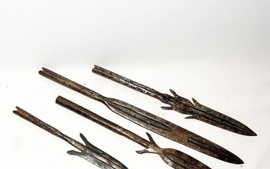 Spearheads (4) - Wood - Wrought Iron - Kenya