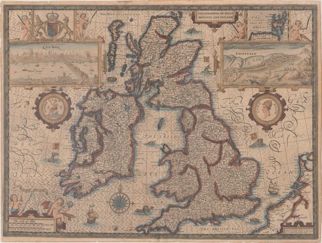 Speed's Famous Map of the British Isles Engraved by Hondius, "The Kingdome of Great Britaine and Ireland", Speed, John