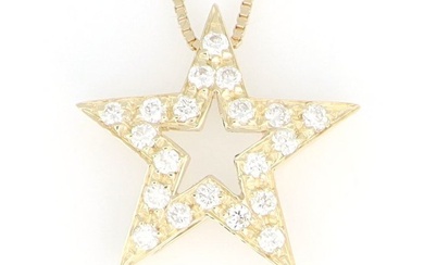 18 kt. Yellow gold - Necklace with pendant - 0.10 ct Diamond - Diamonds