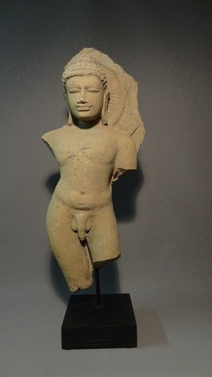 Statue - Stone - Large Stone Bust of Jina - India - 10th century