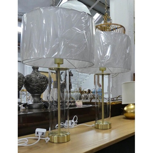 TABLE LAMPS, a pair, 57cm H, 1970s Italian style with shades...