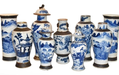 A pair of 20th century Chinese blue and white...