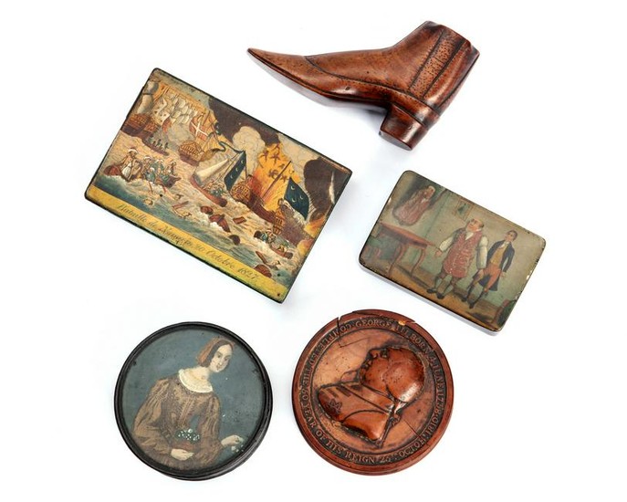 Three English snuff boxes and other articles