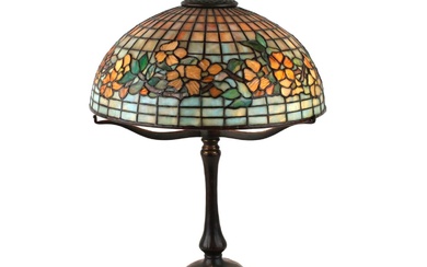 Tiffany Studios Banded Dogwood Bronze Table Lamp