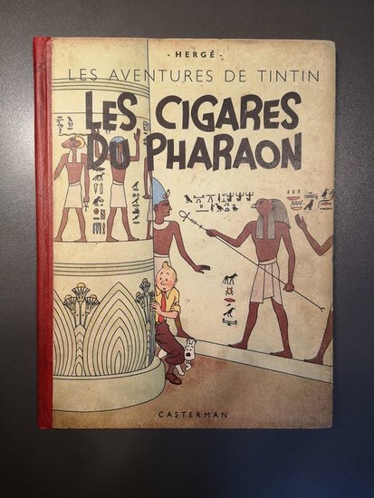 Tintin T4 - Les cigares du pharaon (A18) - N&B - Grande Image - C - Reprint - (1942)