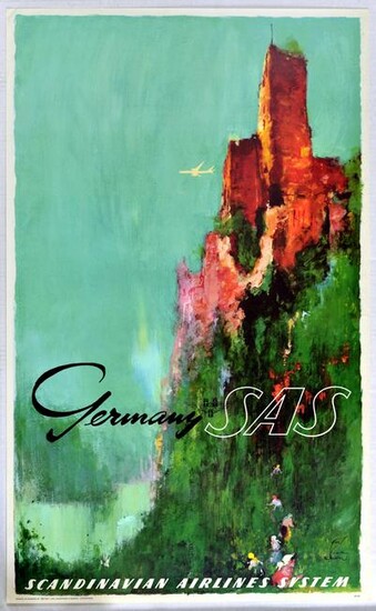 Travel Poster SAS Germany Castle Travel Scandinavian